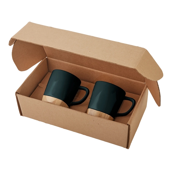 Hunter Green color option for 11 Oz Ceramic Mugs With Removable Bamboo Coaster Gift Set