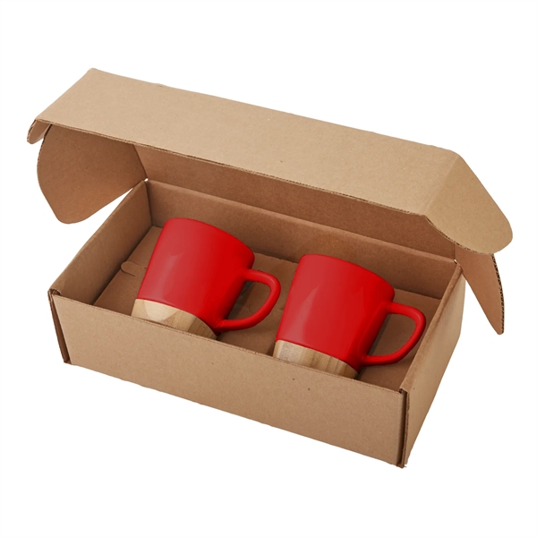 Red color option for 11 Oz Ceramic Mugs With Removable Bamboo Coaster Gift Set