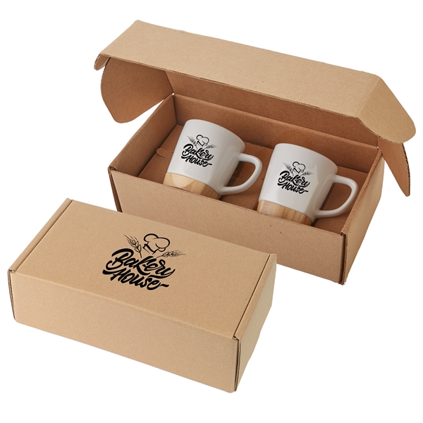 White color option for 11 Oz Ceramic Mugs With Removable Bamboo Coaster Gift Set