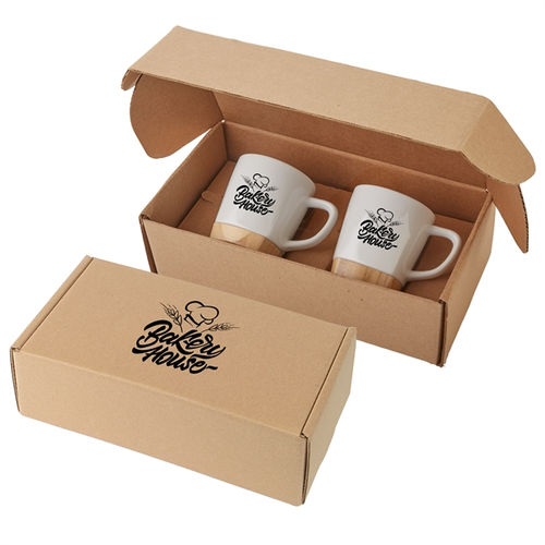 Main photo of 11 Oz Ceramic Mugs With Removable Bamboo Coaster Gift Set