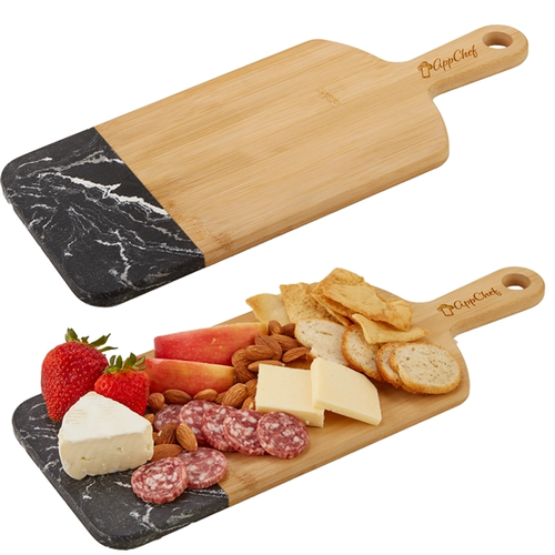 Main photo of Bamboo & Marble Cutting Board With Handle
