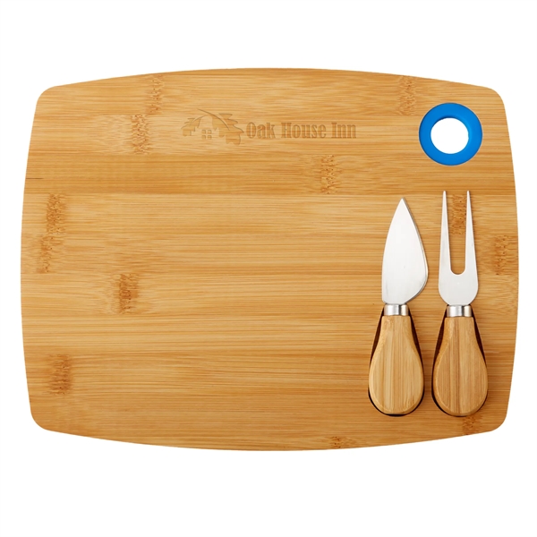 Blue color option for Bamboo Cheese Board Charcuterie Set