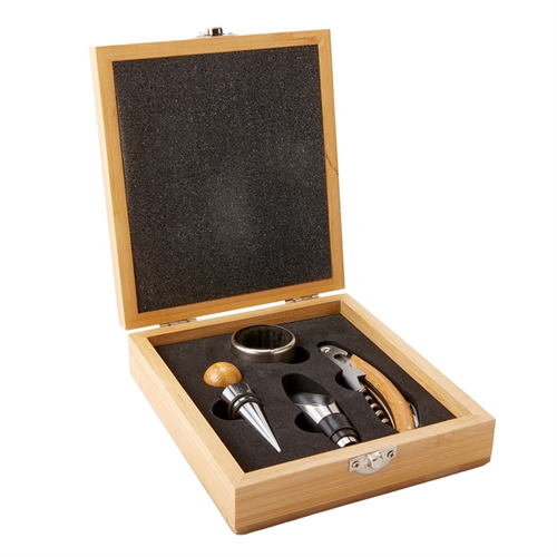 Main photo of 4 Piece Bamboo Wine Tool Set