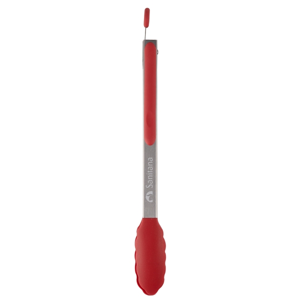 Silver-Red color option for 12" Silicone Tongs