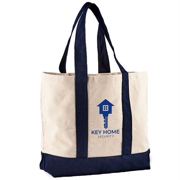Navy color option for 10 Oz. Cotton Canvas Striped Tote