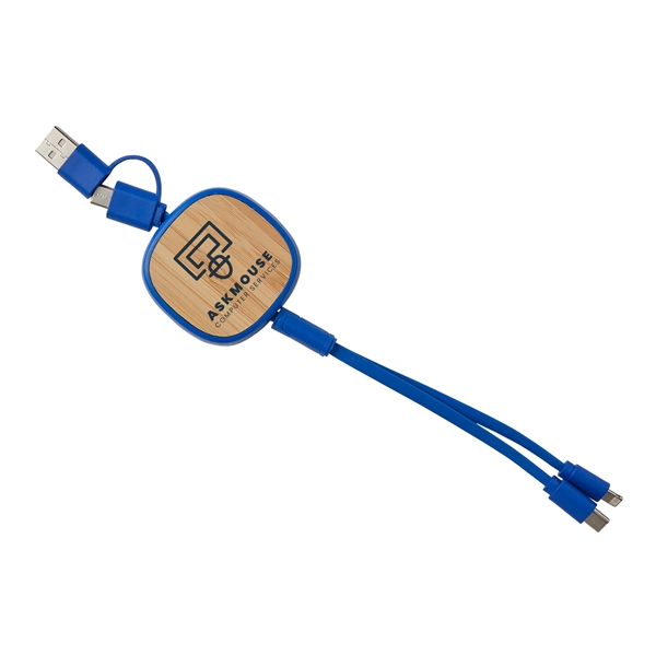 Blue color option for Dual Input 3 In 1 Bamboo Retractable Cable