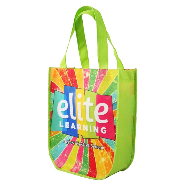 Lime color option for Sublimated Curved Bottom Tote   12"H X 9 1/2"W X 4 1/2"D