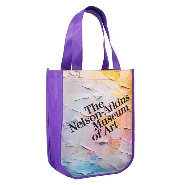 Purple color option for Sublimated Curved Bottom Tote   12"H X 9 1/2"W X 4 1/2"D