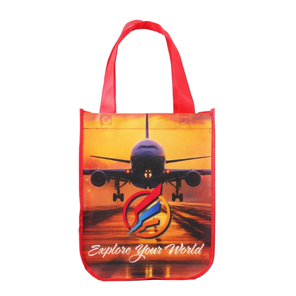 Red color option for Sublimated Curved Bottom Tote   12"H X 9 1/2"W X 4 1/2"D