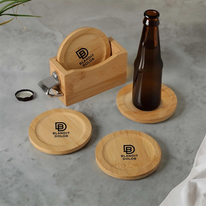 Photo of Bamboo Coaster Set With Bottle Opener