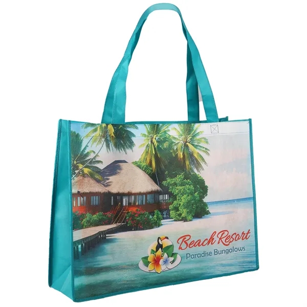 Teal color option for Sublimated Shopping Tote Bag