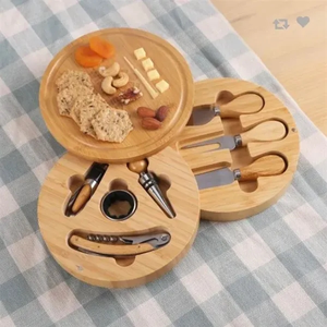 Photo of 8 Piece Swivel Top Bamboo Charcuterie Cheese Board Set