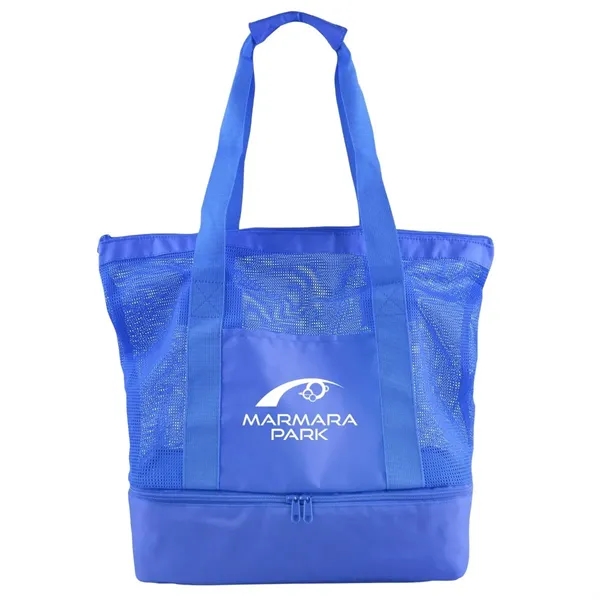 Blue color option for Rpet Mesh Beach Cooler Tote