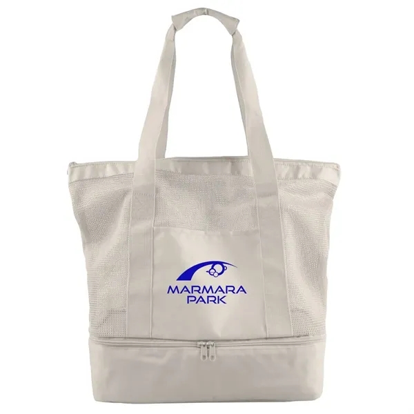 Natural color option for Rpet Mesh Beach Cooler Tote