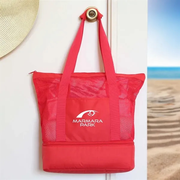 Red color option for Rpet Mesh Beach Cooler Tote