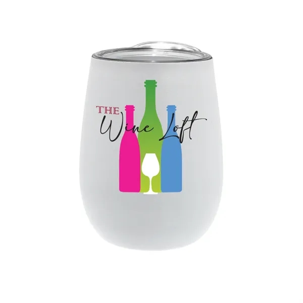 White color option for 12 Oz. Recycled Stainless Wine Glass With Lid, Full Color Di