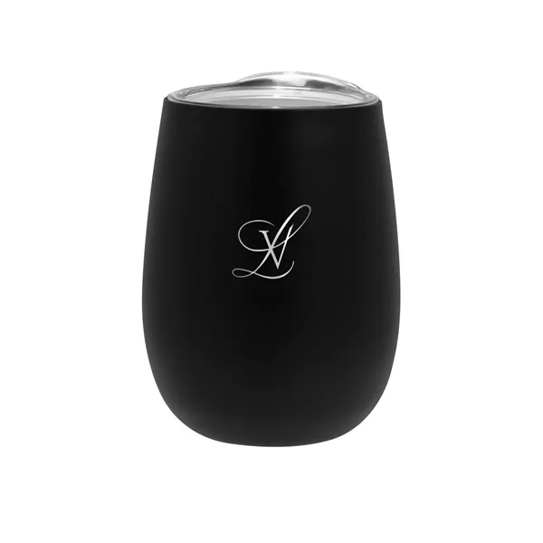 Black color option for 12 Oz. Recycled Stainless Wine Glass With Lid, Laser, Standa