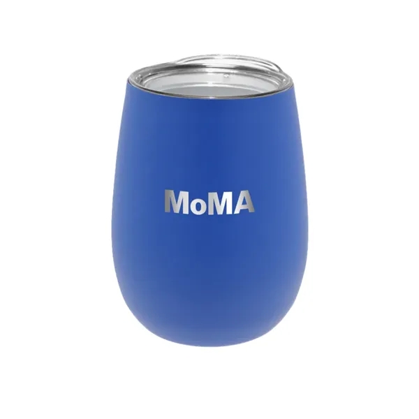 Blue color option for 12 Oz. Recycled Stainless Wine Glass With Lid, Laser, Standa