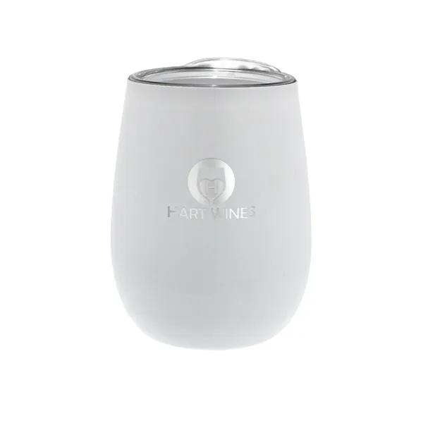 White color option for 12 Oz. Recycled Stainless Wine Glass With Lid, Laser, Standa