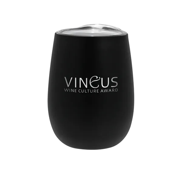 Black color option for 12 Oz. Recycled Stainless Wine Glass With Lid, Laser, Premiu