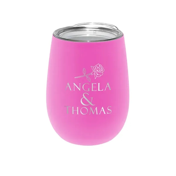 Pink color option for 12 Oz. Recycled Stainless Wine Glass With Lid, Laser, Premiu