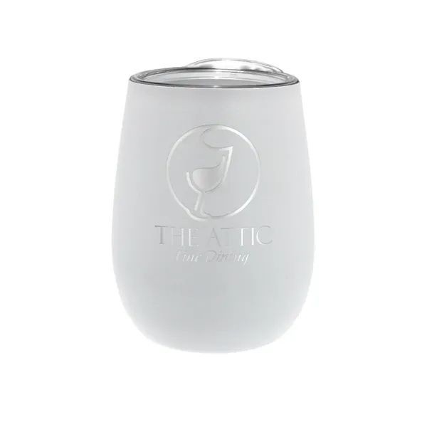 White color option for 12 Oz. Recycled Stainless Wine Glass With Lid, Laser, Premiu
