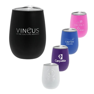 Photo of 12 Oz. Recycled Stainless Wine Glass With Lid, Laser, Premiu