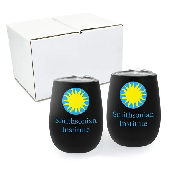 Black color option for 12 Oz. Recycled Stemless Wine Glass With Lid   Gift Set Of 2