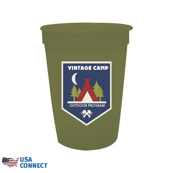 Army Green color option for 12 Oz. Smooth Stadium Cup, Full Color Digital   Usa Connect