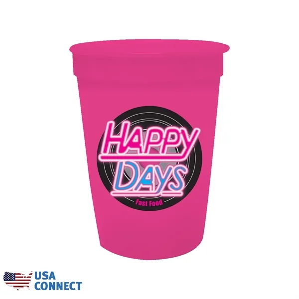 Neon Pink color option for 12 Oz. Smooth Stadium Cup, Full Color Digital   Usa Connect