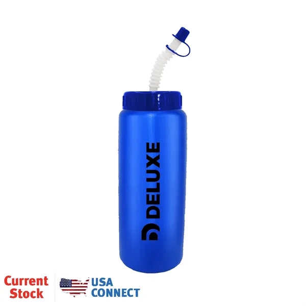 Blue color option for 32 Oz Grip Bottle With Flexible Straw   Usa Connect