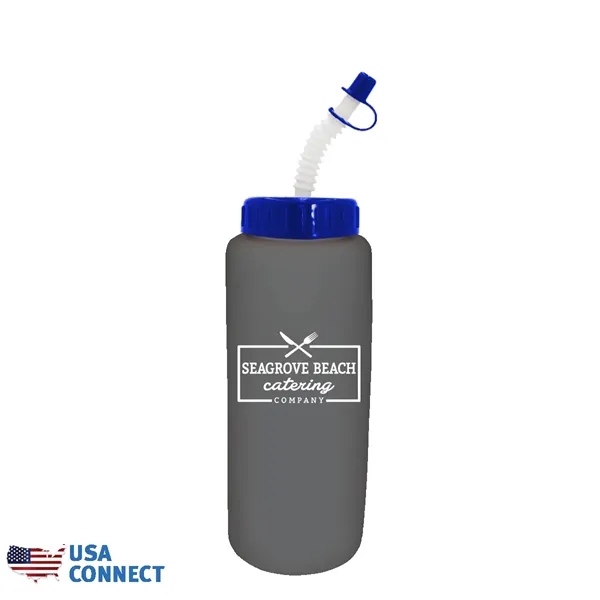 Gray color option for 32 Oz Grip Bottle With Flexible Straw   Usa Connect