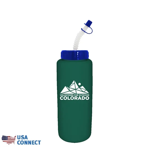 Green color option for 32 Oz Grip Bottle With Flexible Straw   Usa Connect