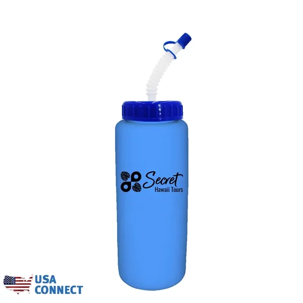 Light Blue color option for 32 Oz Grip Bottle With Flexible Straw   Usa Connect