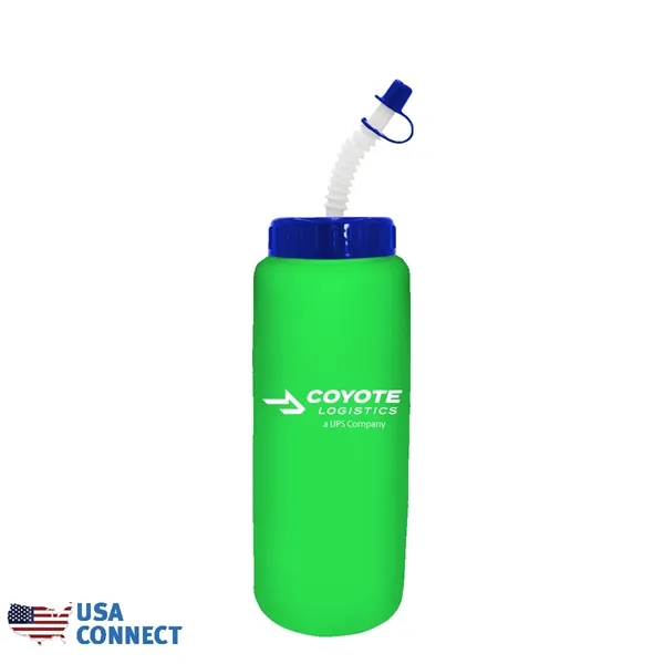 Neon Green color option for 32 Oz Grip Bottle With Flexible Straw   Usa Connect