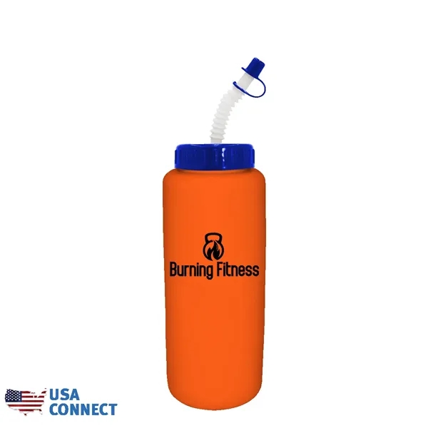 Neon Orange color option for 32 Oz Grip Bottle With Flexible Straw   Usa Connect