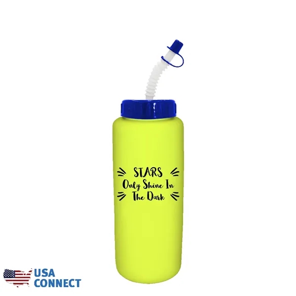 Neon Yellow color option for 32 Oz Grip Bottle With Flexible Straw   Usa Connect