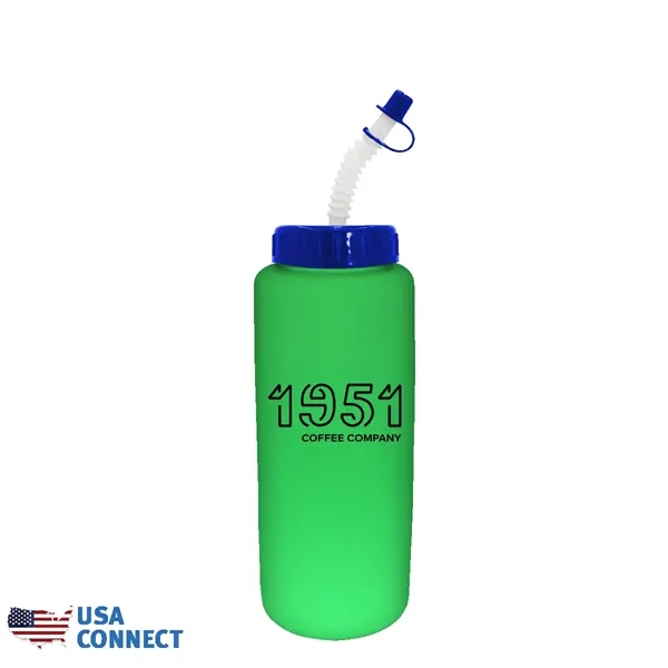 Nite Glow color option for 32 Oz Grip Bottle With Flexible Straw   Usa Connect