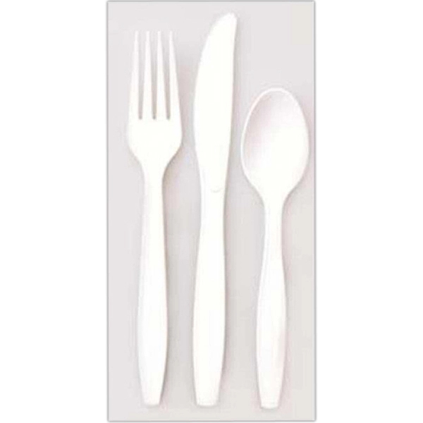White color option for White Plastic Fork, Spoon, & Knife Set