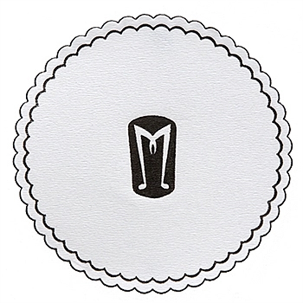 White color option for 3 3/8"  Round, Mu Ply Cellulose Coaster W/ Poly Seal Backing