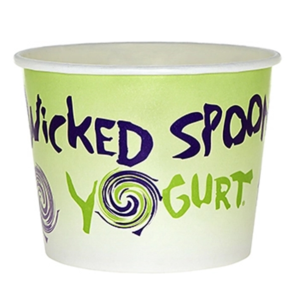 White color option for 12 Oz. Paper Dessert/Food Cup Flexographic Printed