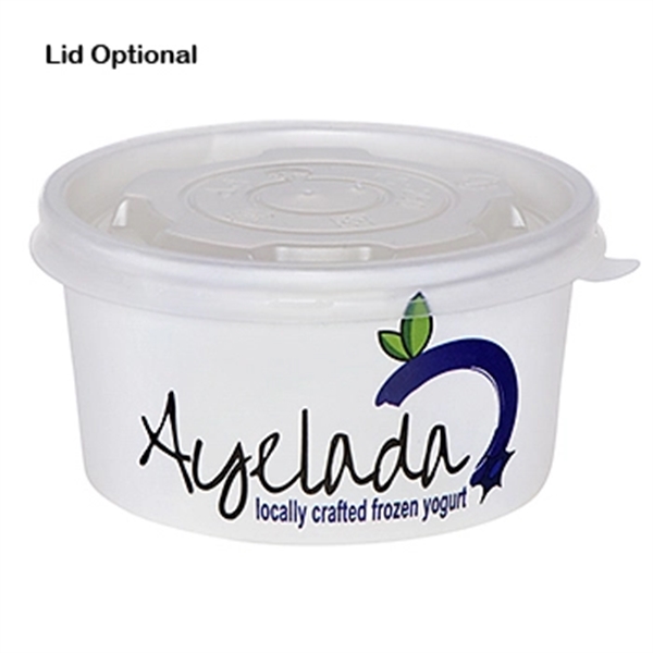 White color option for 8 Oz. Paper Dessert/Food Cup Flexographic Printed