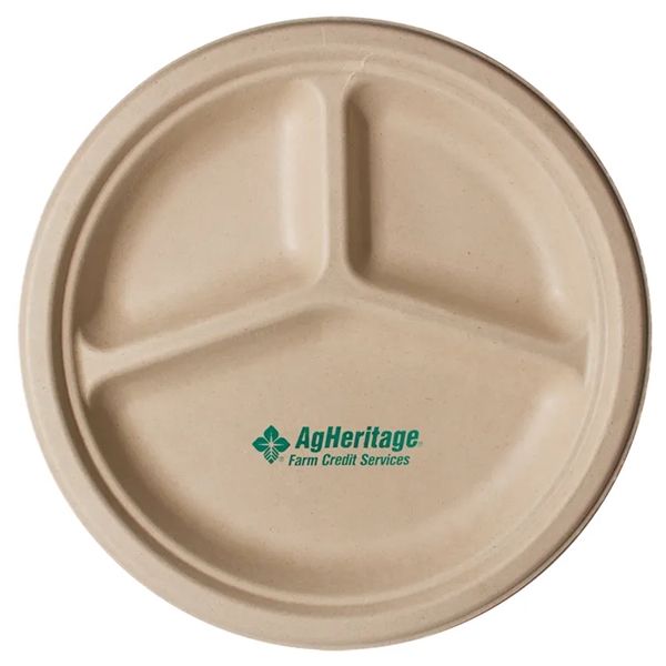Natural Kraft color option for 10" Round 3 Compartment Eco Friendly Paper Plate