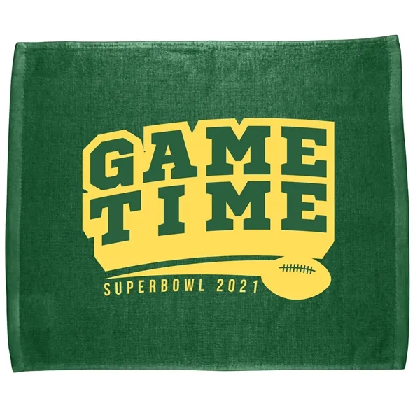 Hunter Green 343C color option for 15" X 18" Rally Velour Color Hemmed Towel