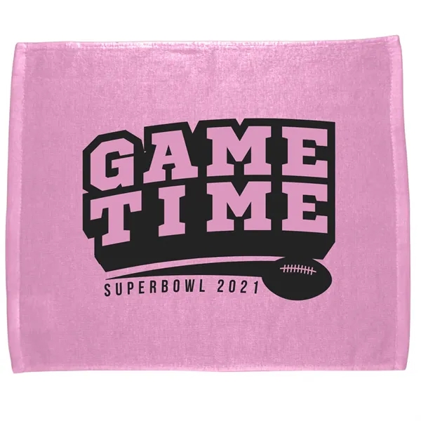 Pink 232C color option for 15" X 18" Rally Velour Color Hemmed Towel