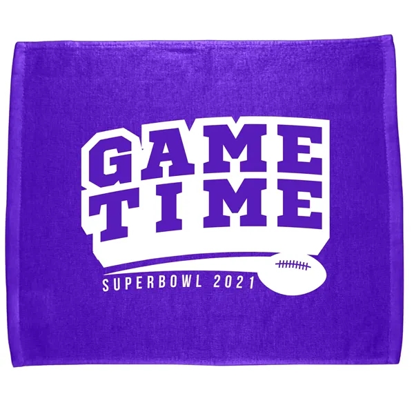 Purple 273C color option for 15" X 18" Rally Velour Color Hemmed Towel