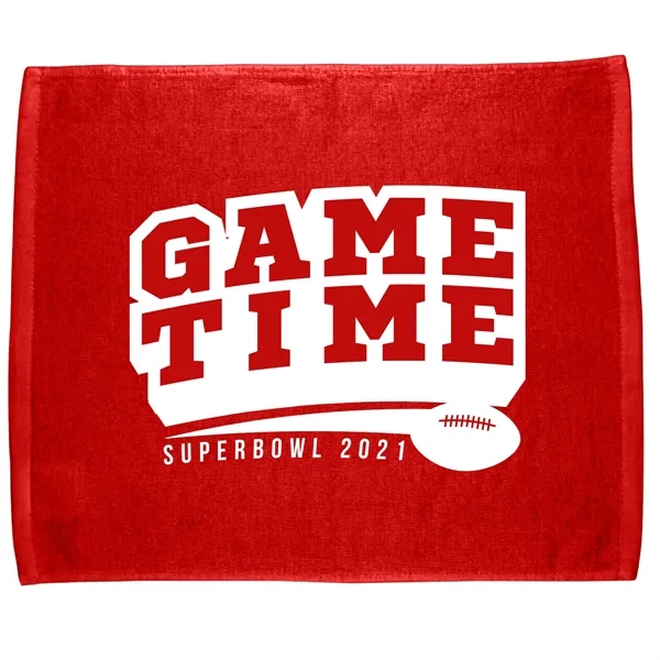 Red 200C color option for 15" X 18" Rally Velour Color Hemmed Towel