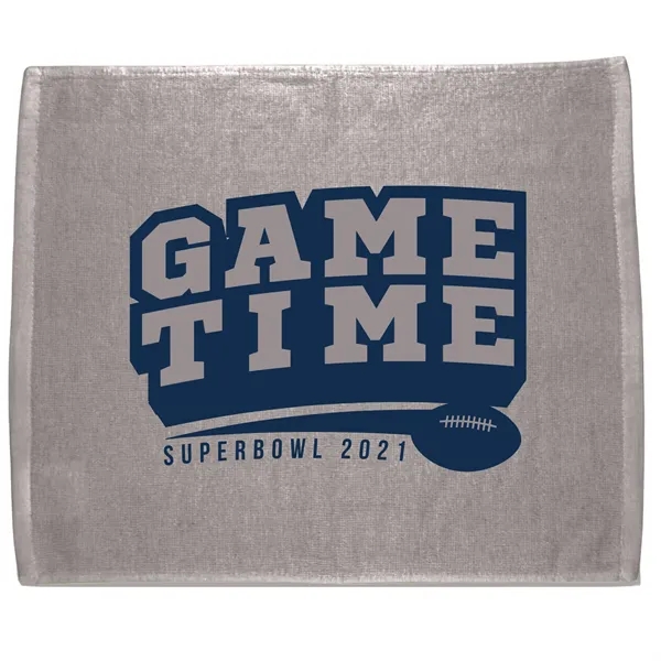 Silver 428C color option for 15" X 18" Rally Velour Color Hemmed Towel
