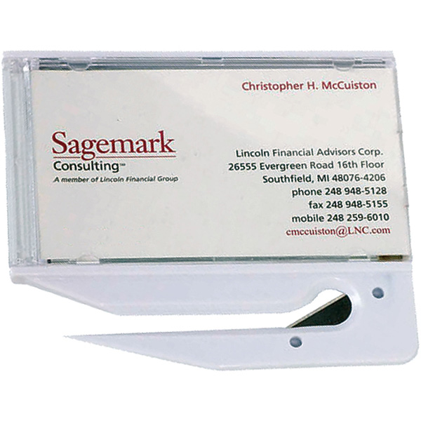 White color option for Business Card Letter Opener With Mirror