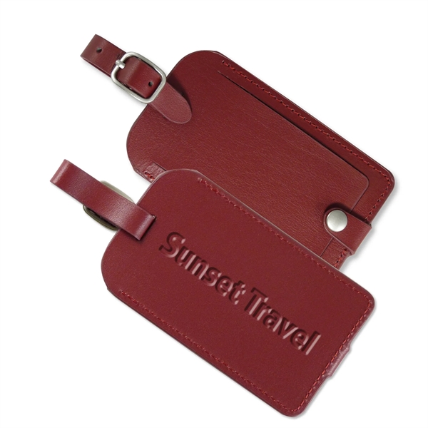 Red color option for Vintage Leather Luggage Tag
